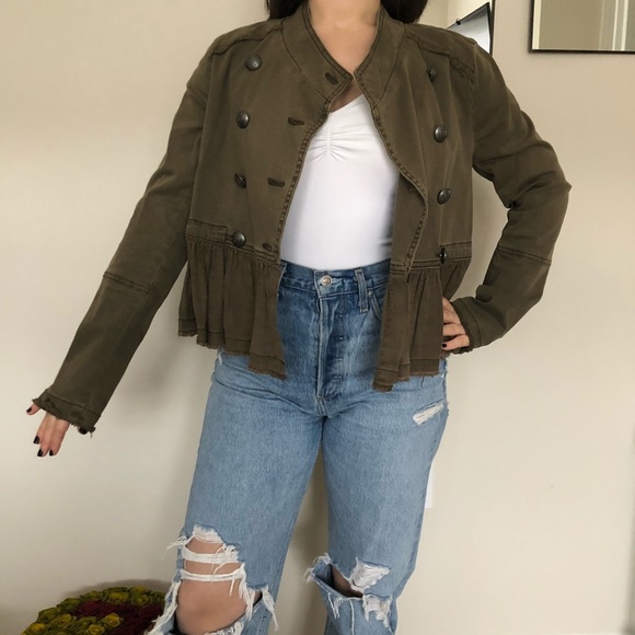 Free People Cropped Peplum Cargo Jacket